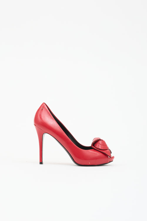 McQueen Leather Peep Toe Pump
