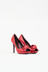 McQueen Leather Peep Toe Pump