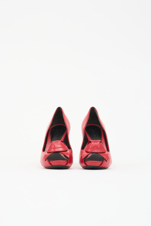 McQueen Leather Peep Toe Pump