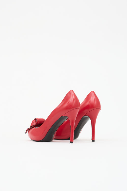 McQueen Leather Peep Toe Pump
