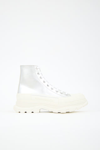 McQueen Metallic Leather Tread Slick Sneaker