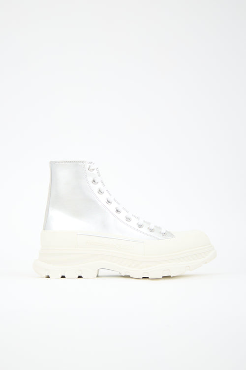 McQueen Metallic Leather Tread Slick Sneaker