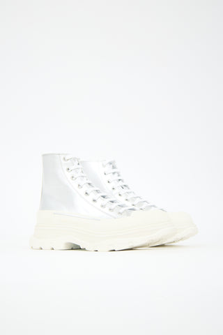 McQueen Metallic Leather Tread Slick Sneaker