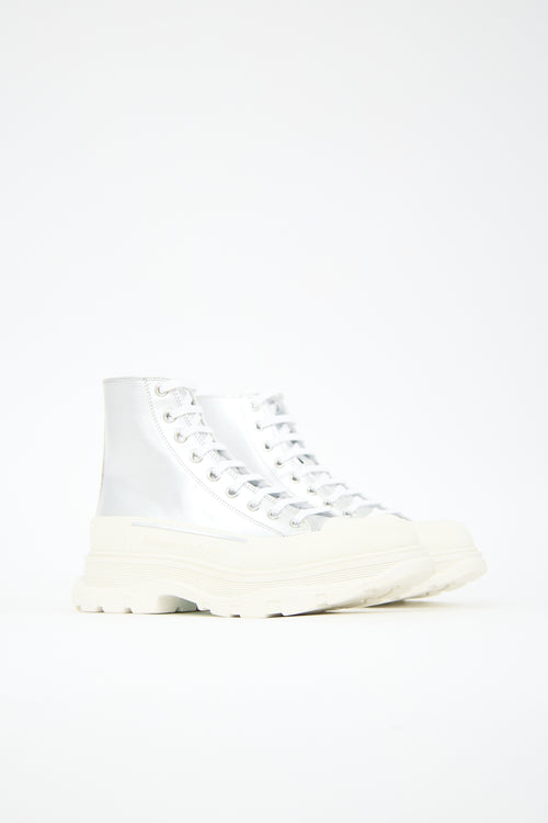 McQueen Metallic Leather Tread Slick Sneaker