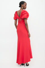 McQueen Poly Faille & Mesh Maxi Dress