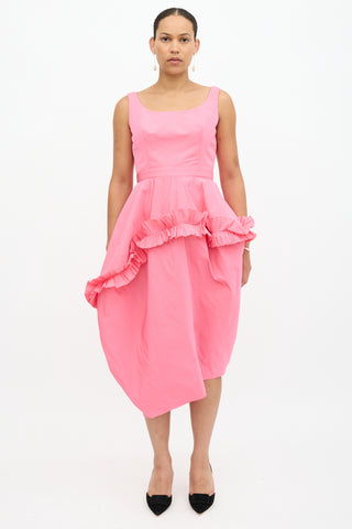 McQueen Polyfaille Ruffle Dress