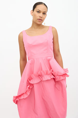 McQueen Polyfaille Ruffle Dress