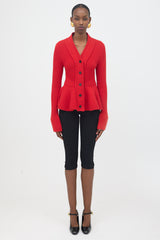 McQueen Ribbed Knit Peplum Cardigan