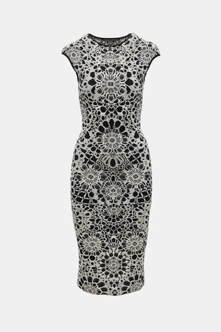 McQueen Silk & Wool Knit Jacquard Dress