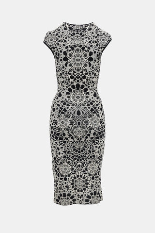 McQueen Silk & Wool Knit Jacquard Dress