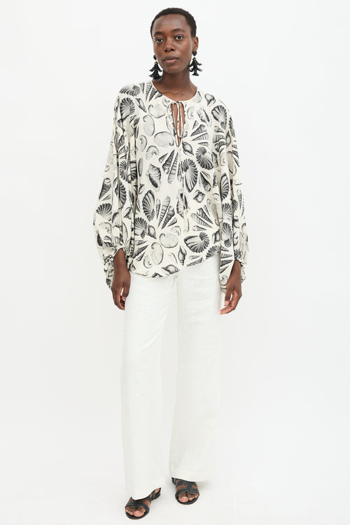 McQueen Silk Seashell Printed Blouse
