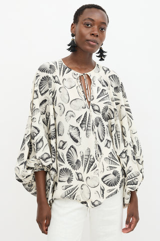 McQueen Silk Seashell Printed Blouse
