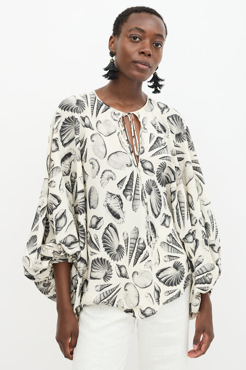 McQueen Silk Seashell Printed Blouse