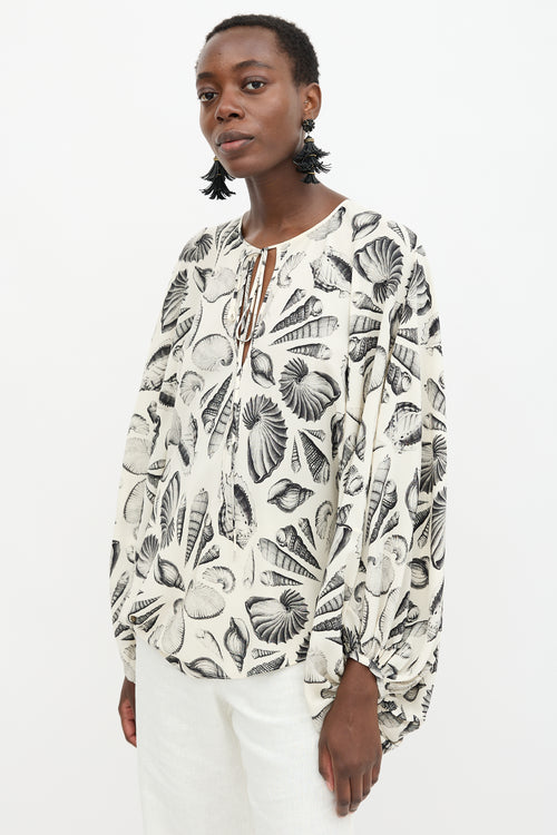 McQueen Silk Seashell Printed Blouse