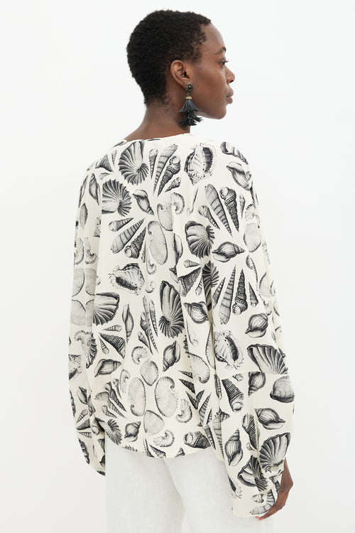 McQueen Silk Seashell Printed Blouse