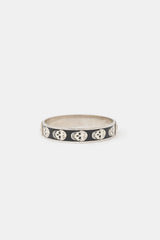 McQueen Silver Enameled Skull Bangle