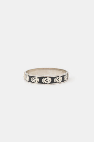 McQueen Silver Enameled Skull Bangle