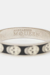 McQueen Silver Enameled Skull Bangle