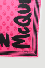 McQueen Skull Graffiti Logo Scarf