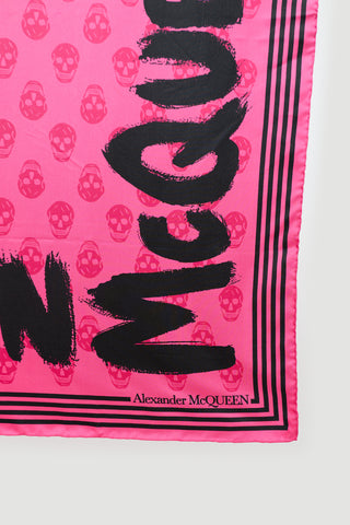 McQueen Skull Graffiti Logo Scarf