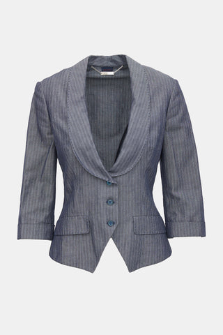 2005 Alexander McQueen Single Breasted Pinstripe Blazer