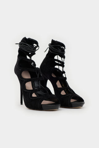 McQueen Suede Lace Up  Sandal