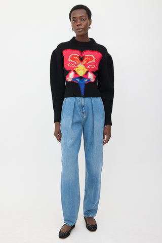 McQueen Wool Flower Intarsia Sweater