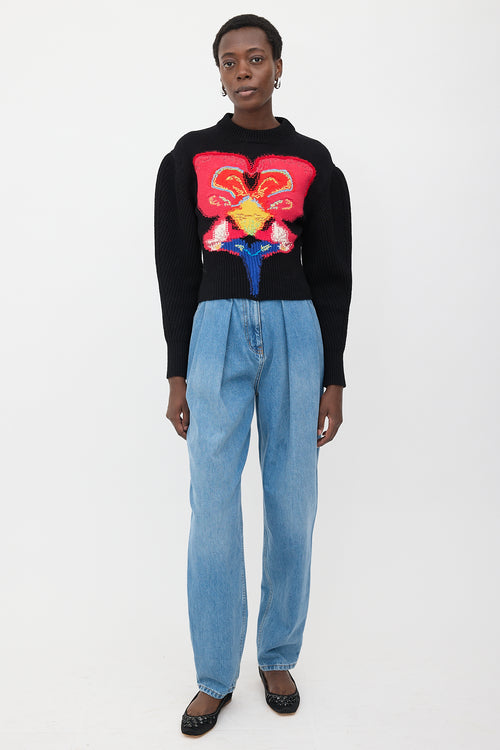 McQueen Wool Flower Intarsia Sweater