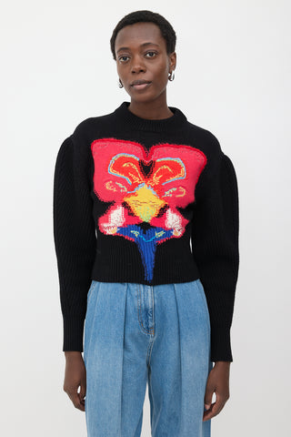 McQueen Wool Flower Intarsia Sweater