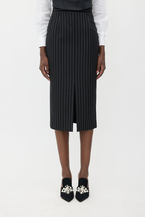 McQueen Wool Pinstripe Pencil Skirt