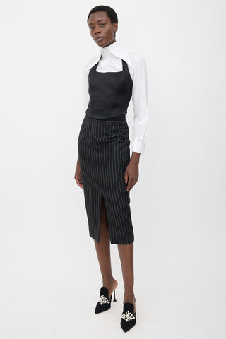 McQueen Wool Pinstripe Pencil Skirt
