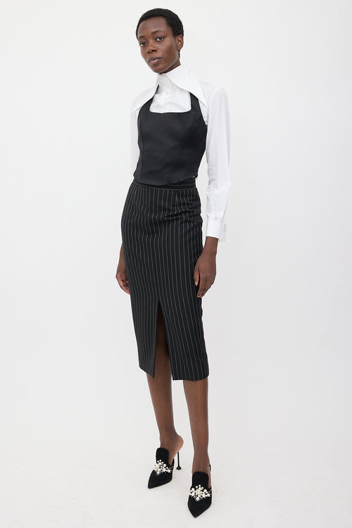 McQueen Wool Pinstripe Pencil Skirt