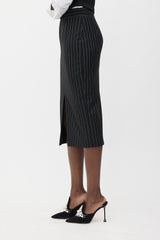 McQueen Wool Pinstripe Pencil Skirt