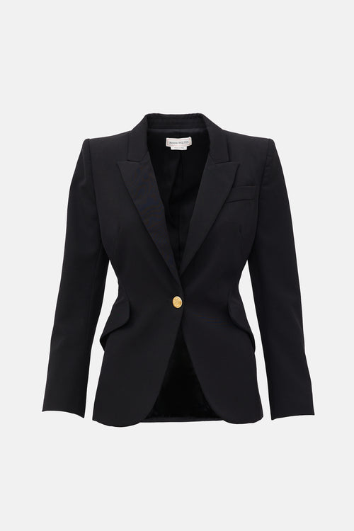 McQueen Wool Single Button Blazer