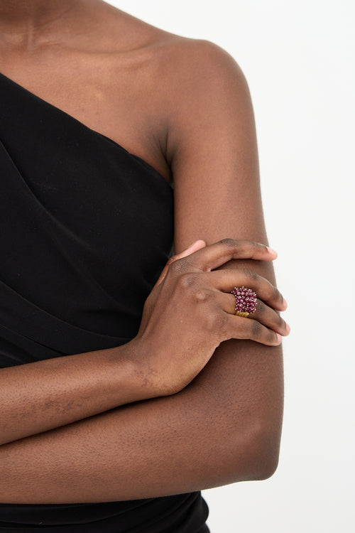 Me&Ro 18K Yellow Gold Ruby Cluster Ring