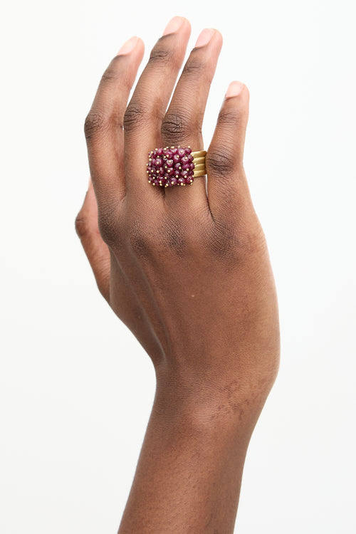 Me&Ro 18K Yellow Gold Ruby Cluster Ring