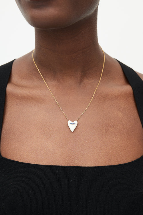 Mejuri Gold & White Heart Necklace