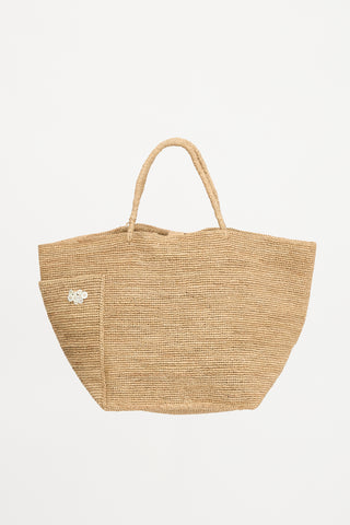 Merciel Raffia Appliqué Tote Bag