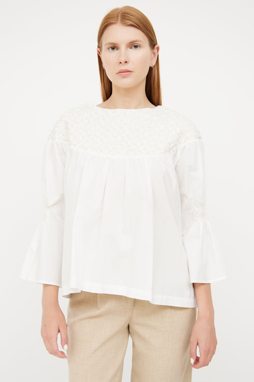Merlette White Cotton Embroidered Top