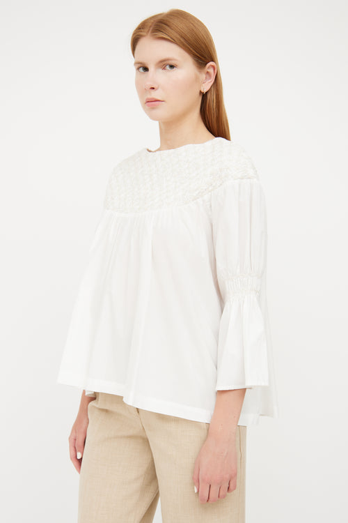 Merlette White Cotton Embroidered Top