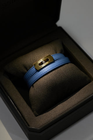 Messika 18K Gold & Blue Leather My Move Wrap Bracelet