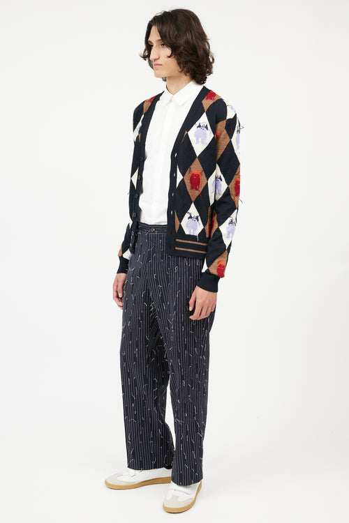 Michael Kors Navy & White Stitch Pinstripe Trouser