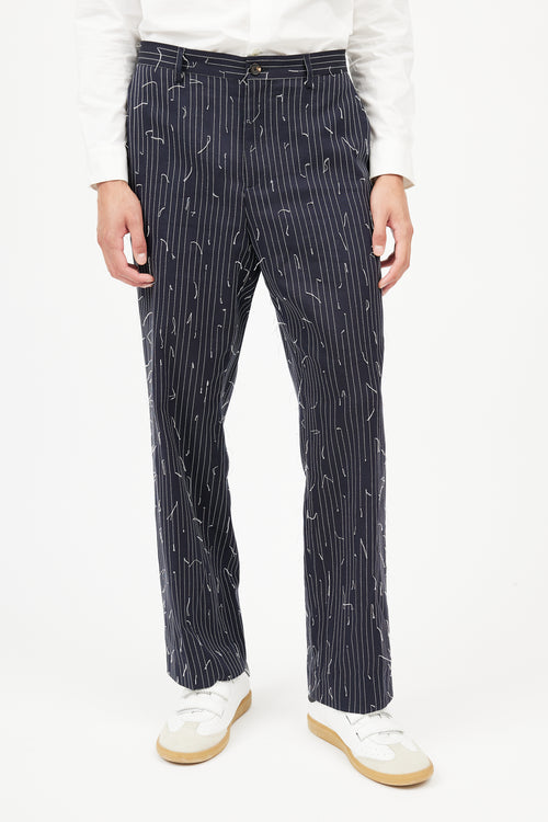Michael Kors Navy & White Stitch Pinstripe Trouser
