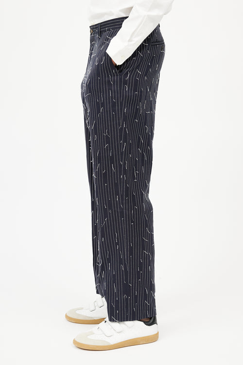 Michael Kors Navy & White Stitch Pinstripe Trouser