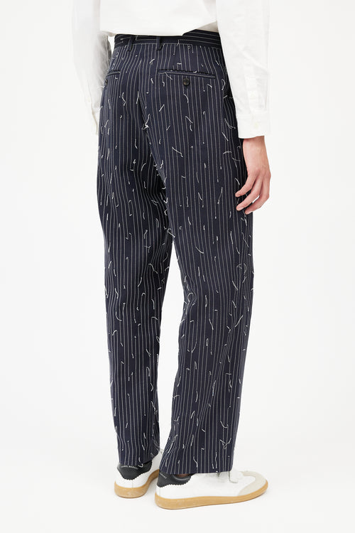 Michael Kors Navy & White Stitch Pinstripe Trouser