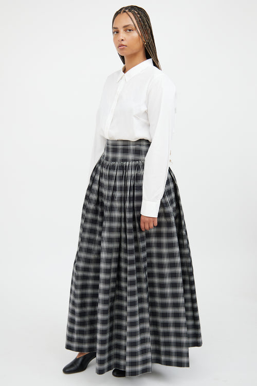 Michael Kors Black & White Plaid Ruffle Skirt