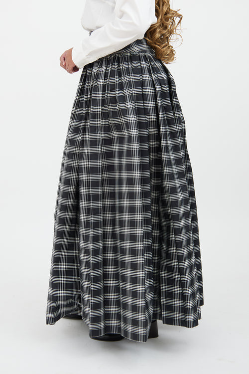 Michael Kors Black & White Plaid Ruffle Skirt