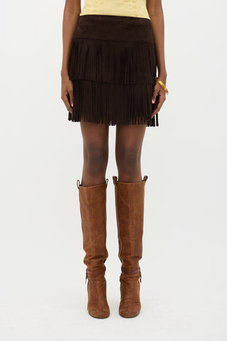 Michael Kors Suede Fringe Mini Skirt