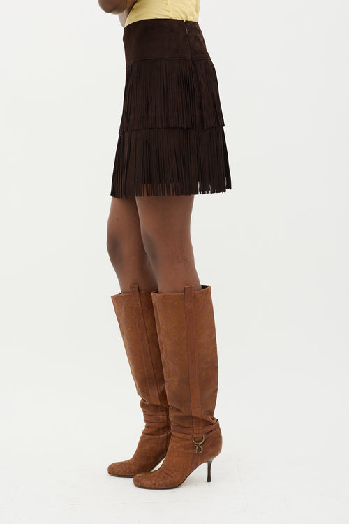 Michael Kors Suede Fringe Mini Skirt