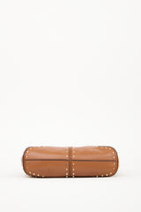Michael Kors Brown Leather Studded Astor Shoulder Bag